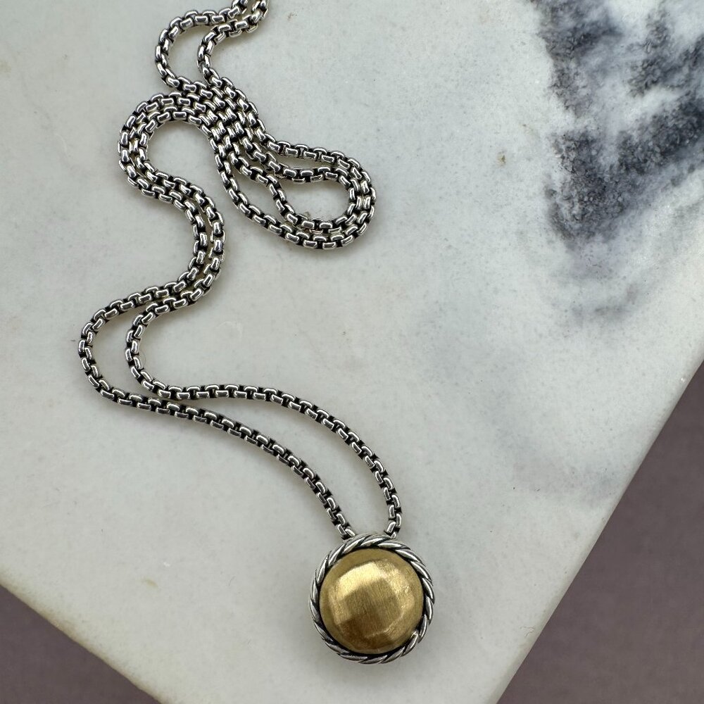 David Yurman Two-Tone Gold & Silver Cable Pendant Necklace